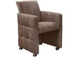 Esszimmersessel EXXPO - SOFA FASHION "Barista, Loungesessel auf Rollen mit hoher Bodenfreiheit", cognac, B:64cm H:90cm T:72cm, Sessel, Esszimmersessel, Barista Clubsessel auf Rollen mit schmalen Armlehnen, modernes Design