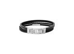 Armband FOSSIL "Schmuck Geschenk Edelstahl Leder VINTAGE CASUAL", schwarz (edelstahlfarben, schwarz), Armbänder, Damen, 19,5cm, Edelstahl Leder, Edelstahl, Leder, Armband