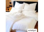 Bettwäsche SCHLAFGUT "Premium Knitted Jersey 2teiliges Bettwäscheset", weiß (full, weiß), B/L: 135cm x 200cm, 1 Stk., 1 Stk., Jersey, B/L: 40cm x 80cm, 2, Jersey, Obermaterial: 95% Baumwolle, 5% Elasthan, Bettwäsche, Bettwäsche, Ton-in-Ton Reißverschluss, Bio-Baumwolle mit Elasthan, Uni, OEKO Tex