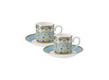 Tasse VILLEROY & BOCH "Espressotassen mit Untertassen Samarkand Aquamarin 50 ml 2er Set blau", blau, B:12,6cm H:7,8cm Ø:12,6cm, Porzellan, Trinkgefäße, Tasse, Spülmaschinenfest
