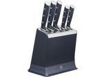 Messer-Set TEFAL "EverSharp Pro", schwarz (dunkelblau, edelstahl), Edelstahl, Kunststoff, Kochmesser-Sets, selbstschärfender Messerblock, Klinge aus deutschem Edelstahl