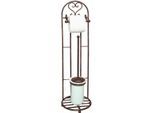 Toilettenpapierhalter AMBIENTE HAUS "Antik", braun, B:21cm H:81cm, Eisen, Keramik, Toilettenpapierhalter, antikbraun