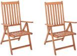 Gartensessel MERXX "Vitoria", braun, B:59cm H:113cm T:70cm, Sessel, Gartensessel, 2er Set, Eukalyptusholz, klappbar, verstellbar, braun