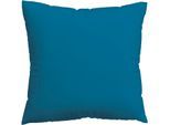 Kissenbezug SCHLAFGUT "Premium Kissenbezug Knitted Jersey (1 St)", blau (blau mid), B:40cm L:40cm, Jersey, Obermaterial: 95% Baumwolle, 5% Elasthan, Kissenbezüge, Kissenbezug, Ton-in-Ton Reißverschluss, Bio-Baumwolle mit Elasthan, Uni, OEKO Tex