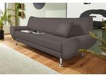 3-Sitzer HOME AFFAIRE "Saltare elegant & komfortabel, toller Designfuß, bequem, Breite 205cm", grau, B:205cm H:78cm T:82cm, Kunstleder SOFTLUX;Luxus-Microfaser ALCAZAR (100% Polyester);Feinstruktur (100% Polyester), Sofas, 3-Sitzer