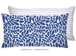 Kissenhülle TOM TAILOR HOME "new bedroom, ORGANIC LEAVES, 40x40cm oder 40x80cm", blau (cobalt), B:40cm L:80cm, Renforcé, Obermaterial: 100% Baumwolle, Kissenbezüge, Kissenhülle, mit farbigem Markenreißverschluss