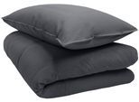Bettwäsche SCHLAFGUT "Premium Knitted Jersey 2teiliges Bettwäscheset", grau (grau deep), B/L: 135cm x 200cm, 1 Stk., 1 Stk., Jersey, B/L: 40cm x 80cm, 2, Jersey, Obermaterial: 95% Baumwolle, 5% Elasthan, Bettwäsche, Bettwäsche, Ton-in-Ton Reißverschluss, Bio-Baumwolle mit Elasthan, Uni, OEKO Tex