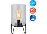 NÄVE LED Außen-Tischleuchte "Lonna", schwarz, 1, H: 28,5cm, 1 Stk., Leuchten, Glasschirm klar, batteriebetrieben, Timer, Gestell schwarz, H: 28,5cm, LED Außen-Tischleuchte