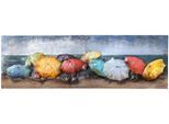Leinwandbild CASABLANCA BY GILDE "Bild rechteckig Beach Of Parasols", farbe bild(er): blau, braun, mehrfarbig, B:180cm H:60cm T:6cm, Metall, Bilder, Leinwandbild