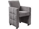 Esszimmersessel EXXPO - SOFA FASHION "Barista, Loungesessel auf Rollen mit hoher Bodenfreiheit", cappuccino, B:64cm H:90cm T:72cm, Sessel, Esszimmersessel, Barista Clubsessel auf Rollen mit schmalen Armlehnen, modernes Design