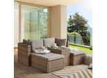 Ambia Garden Loungegarnitur, Braun, Kunststoff, Glas, Textil, eckig, Loungemöbel, Gartenlounge-Sets