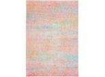 Lindorug Vintage-Teppich Ondea Fiorith, waschbar, Rosa, Türkis, Dunkelgelb, Textil, Abstraktes, rechteckig, 130x190 cm, Oeko-Tex® Standard 100, für Fußbodenheizung geeignet, rutschfest, in verschiedenen Größen erhältlich, wasserabweisend, schmutzabweisend, Hausstauballergiker feuchtraumgeeignet, stuhlrollengeeignet, waschbar, pflegeleicht, strapazierfähig, reißfest, rutschfeste Unterfläche, vegan,