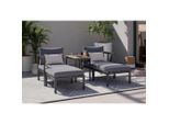 Ambia Garden Loungegarnitur , Naturfarben, Dunkelgrau , Metall, Kunststoff, Textil , 5-teilig , Füllung: Polyester,Schaumstoff , einzeln stellbar , eckig , 66x64x65.5 cm , regenabweisend, geeignet für Balkon , Gartenmöbel, Loungemöbel, Gartenlounge-Sets