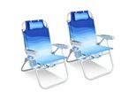 HOMECALL Klappstuhl Strandstuhl Leicht 5-fach verstellbare Rückenlehne, bis 136KG, Aluminiumrahmen, eine große isolierte Kühltasche, Aufbewahrungstasche, 2 St- Blaue Welle