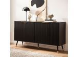 Sideboard 150cm MDF Eiche Schwarz Dekor Kommode mit 4 Türen edles Design