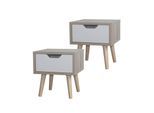 HTI-Living Nachttisch 1 Schublade 2er-Set Thekla Sonoma Weiß
