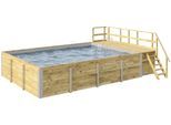 Rechteckpool WEKA "595 Gr. 2 mit Sonnendeck und Technikraum", folie hellgrau, B:416cm H:116cm L:644cm, Schwimmbecken, BxLxH: 416x644x116 cm, verschiedene Folienfarben