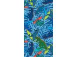 Strandtuch EGERIA "T-Rex", bunt (blau), B:75cm L:150cm, Velours, Baumwolle, Handtücher, 75x150 cm, Velours