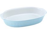 Auflaufform CREATABLE "Pastell Kitchen", blau (hellblau, weiß), B:33,5cm L:19cm T:5cm, Steinzeug, Auflaufformen, klassisches Streifenrelief, umlaufender Kantenschutz, Pastellfarben