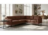 Ecksofa HOME AFFAIRE "Pinto, XXL, 250/290 cm, langer Schenkel, Ottomane", braun, B:290cm H:85cm T:250cm, Luxus-Microfaser in Lederoptik(100% Polyester);Cord (92% Polyester, 8% Polyamide), Sofas, Ecksofa, Cord, Chenille, Lederoptik, mit Keder, Metallfüße, Wellenunterfederung