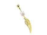Bauchnabelpiercing ADELIA´S "Piercing Piercing Bauchnabelpiercing", Damen, Gr. onesize, gold, Chirurgiestahl, Piercings, Banane mit syntetischem Opal und Anhänger mit einem Flügel