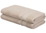 Saunatuch OTTO HOME "Vanessa, 2 Saunatücher, 80x200cm, in Standard- und Premium-Qualität", beige (creme), B:80cm L:200cm, Walkfrottee, Obermaterial: 100% Baumwolle, Handtücher, Handtücher mit Bordüre, 100% Baumwolle, einfarbig, weich