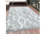 Teppich AYYILDIZ TEPPICHE "BAHAMA 5158", grau, B:80cm H:8mm L:250cm, Polypropylen, Teppiche, Teppich, Läufer, Flachflor mit Hoch-Tief-Struktur, In-und Outdoor geeignet