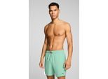 Badeshorts PUMA "PUMA SWIM MEN MID SHORTS 1P", Herren, Gr. S, N-Gr, grün (mint jelly), Web, Obermaterial: 100% Polyester, Badehosen Badeshorts, High-Tech Reißverschluss an der Gesäßtasche, Seitentaschen