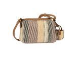 Handtasche GABOR "Granada Denada", Damen, Gr. B/H/T: 21cm x 14cm x 7cm, mixed beige, Bast, Polyurethan, Flechtoptik, gestreift, kontrastfarbene Details, mehrfarbig, Taschen Handtasche, sommerlich gestreiftem Bast & glattes Lederimitat mit Mini-Me Anhänger