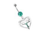 Bauchnabelpiercing ADELIA´S "Piercing Piercing Bauchnabelpiercing", Damen, Gr. onesize, blau (türkis), Chirurgiestahl, Piercings, 316l Stahl Banane - türkis mit Stein und Herz mit Lebensbaum