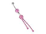 Bauchnabelpiercing ADELIA´S "Piercing Bauchnabelpiercing", rosa, Piercings, Damen, onesize, Chirurgiestahl, Zirkoniakugel mit Ketten Blumen Stein Anhänger