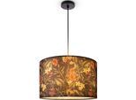 PACO HOME Pendelleuchte "Hugo Flower", schwarz, Ø 45,5cm H: 27cm, Leuchten, Schlafzimmer Pendelleuchte Wohnzimmer Blumen Stoff Lampenschirm, Pendelleuchte