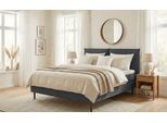 Bett "ERIK Boxbett mit Bonnell-/Taschen-Federkernmatratze, Breite 160/180cm", blau (anthrazit), B:200cm H:113cm L:209cm, 100% Polyester, LEGER HOME BY LENA GERCKE, Betten, Bett, wahlweise Härtegrad der Matratze H2/H3/H4, Polsterbett mit/ohne Topper