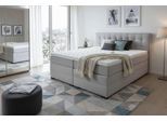 Boxspringbett HOME AFFAIRE "Köln, Doppelbett, Polsterbett, Federkernbett, Komforbett, 160, 180 cm", hellgrau, B:187cm L:219cm, 100% PES, Komplettbetten, Boxspringbett, inkl. Topper, zwei Bettkästen, Taschen-Federkernmatratze, Härtegrad 3