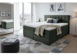 Boxspringbett HOME AFFAIRE "Köln, Doppelbett, Polsterbett, Federkernbett, Komforbett, 160, 180 cm", salbeigrau, B:187cm L:219cm, 100% PES, Komplettbetten, Boxspringbett, inkl. Topper, zwei Bettkästen, Taschen-Federkernmatratze, Härtegrad 3