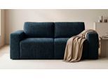 2-Sitzer DOMO COLLECTION "Nerio, 207 cm breit, minimalistisch, modern, formatabile Polsterung", blau, B:207cm H:89cm T:105cm, 100% Polyester, Sofas, 2-Sitzer, Ausziehbar, Schlaffunktion