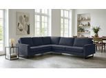 Ecksofa HOME AFFAIRE "Pinto, XXL, 250/290 cm, langer Schenkel, Ottomane", blau (rauchblau), B:290cm H:85cm T:250cm, Luxus-Microfaser in Lederoptik(100% Polyester);Cord (92% Polyester, 8% Polyamide), Sofas, Ecksofa, Cord, Chenille, Lederoptik, mit Keder, Metallfüße, Wellenunterfederung