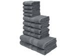 Handtuch Set OTTO HOME "Vanessa, 10-tlg Handtuch-Set, weich, in Standard- und Premium-Qualität", grau (stone), 10 tlg., Premium (550g/m²), Walkfrottee, Walkfrottee, Obermaterial: 100% Baumwolle, Handtuch-Sets, Handtuch Set, 100% Baumwolle, Duschtücher, Handtücher, Gästetücher, mit Bordüre