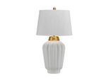 Elstead Lighting , Weiß, Messingfarben , Metall, Textil, Keramik , 56.2 cm , Grüner Punkt, RoHS , Beleuchtung, Innenleuchten, Tischlampen, Tischlampen