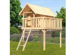 Spielturm AKUBI "Fidel", beige (naturbelassen), Spieltürme, KinderB:198cm H:329,5cm T:243cm, Holzwerkstoff, Spielturm, BxTxH: 198x243x330 cm, B:198cm H:329,5cm T:243cm