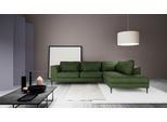 Ecksofa TRENDMANUFAKTUR "Luzi, wahlweise mit Schlaffunktion und Bettkasten, gemütlich, L-Form", grün (rain forest), Sofas, B/H/T: 264cm x 80cm x 203cm, Samtvelours, Ottomane rechts, ohne Schlaffunktion, ohne Bettkasten, 100% Polyester, Ecksofa, Designsofa mit Ottomane, Metallfüße schwarz, Breite 264 cm, B:264cm H:80cm T:203cm