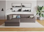 Ecksofa DOMO COLLECTION "Topper zeitlos elegant, kompakte StellmaßeL-Form", braun (schlamm), B:237cm H:78cm T:200cm, Sofas, Ecksofa, mit Ottomane, wahlweise mit Schlaffunktion