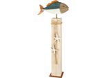 Skulptur GILDE "Dekoobjekt Fisch Neon", beige (blau, naturfarben, weiß), B:32cm H:79cm T:12cm, Holzwerkstoff, Dekofiguren, Skulptur