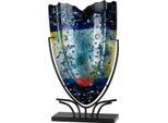 Bodenvase GILDE "Bodenvase oval Magic", bunt (blau), B:30cm H:49cm T:10,5cm, Glas, Vasen, Bodenvase