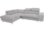 Ecksofa COTTA "Chef L-Form", grau, B:262cm H:72cm T:206cm, Chenille (90% Polyester, 10% Polyamid);Struktur (100% Polyester), Sofas, Ecksofa, mit Kopfteilverstellung, wahlweise mit Bettfunktion & Bettkasten