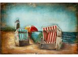 Leinwandbild GILDE "Bild Strandkorb", farbe bild(er): blau, braun, B:120cm H:80cm T:4cm, Metall, Bilder, Leinwandbild