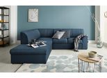 Ecksofa DOMO COLLECTION "Topper zeitlos elegant, kompakte StellmaßeL-Form", blau (dunkelblau), B:237cm H:78cm T:200cm, Sofas, Ecksofa, mit Ottomane, wahlweise mit Schlaffunktion