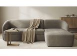 Ecksofa DOMO COLLECTION "Orbis, modernes, klares Design mit schmalen, abgerundeten Armlehnen", stone, B:230cm H:74cm T:148cm, 100% Polyester, Sofas, Ecksofa, whlw. mit Bettfunktion u./o. Bettkasten, aus Luxus- Microfaser