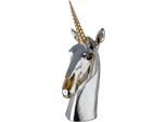Skulptur GILDE "Skulptur Einhorn Aurex", silber (silberfarben), B:18cm, Kunstharz, Dekofiguren, Skulptur