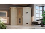 Sauna KARIBU "Sanna 2", beige (naturbelassen), Saunaofen, integrierte Steuerung, 9 kW, Saunen, Sauna, Ofen 9 kW integr. Strg